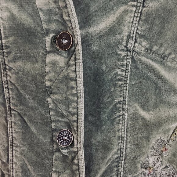 Marrakech Janie 60s Velveteen Embroidered Sage Green Jacket L 202H - Picture 12 of 16